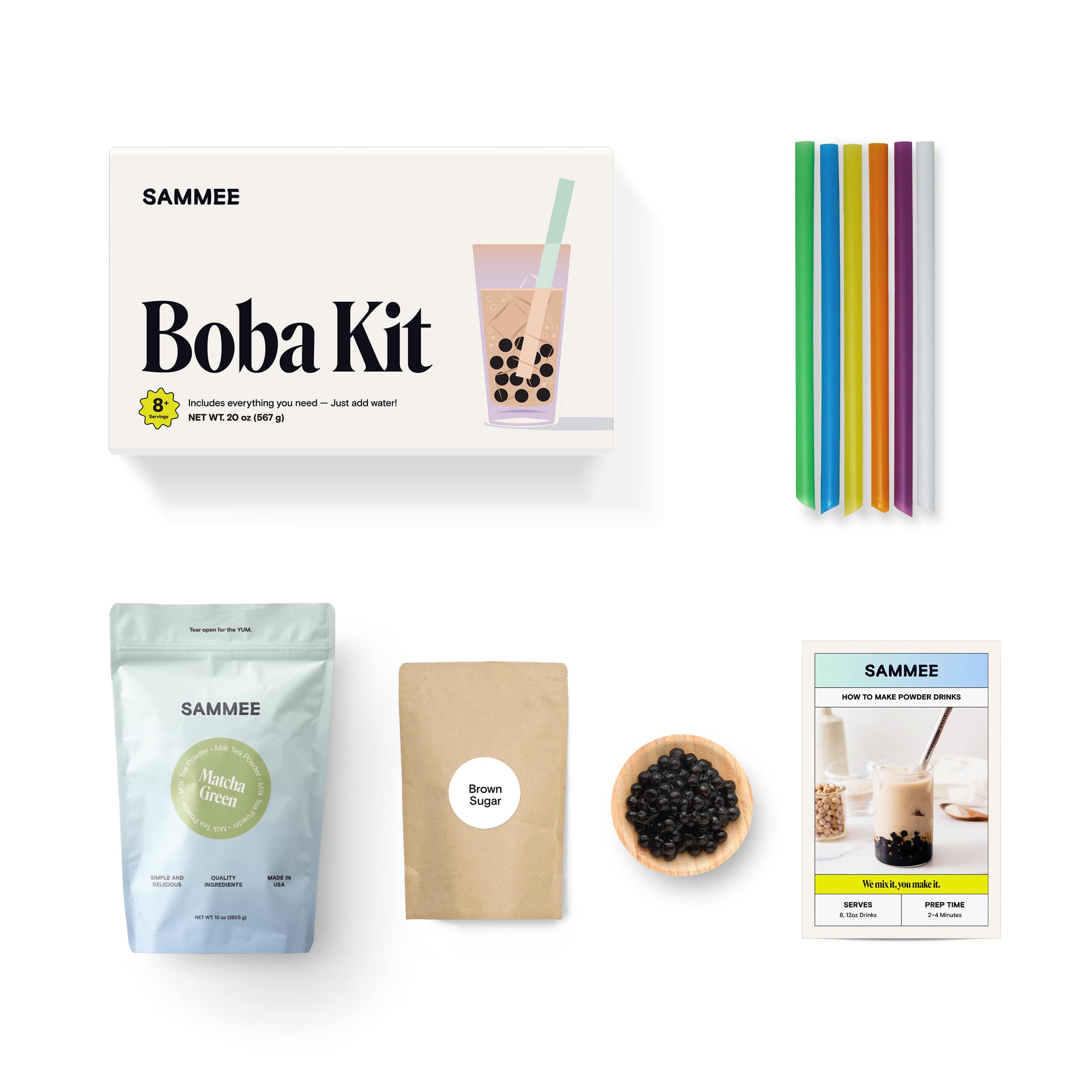 Matcha Green Milk Tea, Powder Boba Kit for DIY Bubble Tea