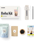 Top view of Yogurt Smoothie Powder Boba Kit with a reusable straw